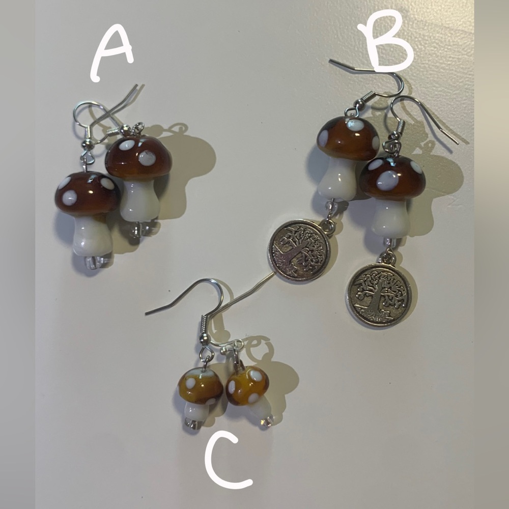 Handmade Mushroom Earrings